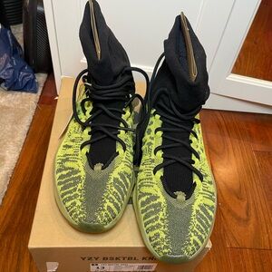 Adidas YZY Knit Basketball Shoes in Black and Neon Green